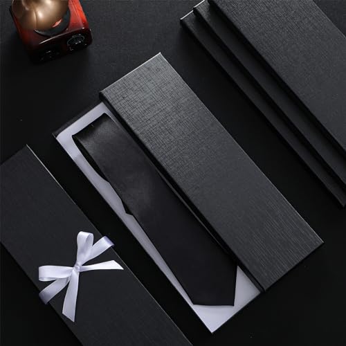 Shinylin 24 Pcs Gift Wrap Tie Boxes Graduation Men Women Sock Scarves Gifts Boxes with Lids 14 x 4.3 x 0.75'' Bulk Cardboard Paper Gift Box for Fathers Day Birthday Wedding Engagement (Black) by Shinylin - Image 2
