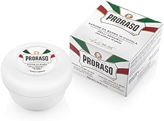 Proraso Shaving Soap in a Bowl, 150ml, Sensitive Skin Shaving Soap with Green Tea and Oat, Made in Italy, White