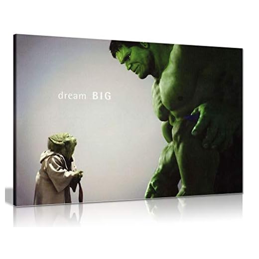 Impresión de pantera, lienzo artístico de pared, cómic de Yoda y Hulk, cuadros de pared, póster de los Vengadores, decoración de dormitorio, póster de superhéroe (36 x 24)