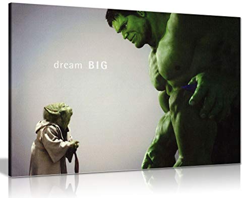 Panther Print, Impression sur toile - Impression sur toile - Motif Yoda et Hulk - Super-héros Avengers - 61 x 40 cm