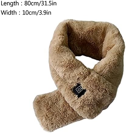 Almabbg Electric Heated Scarf,Faux Rabbit Fur Scarf with USB Neck Heating Pad, Fluffy Winter Warmer Neck Wrap for Autumn Winter Coat Dress (Pink)