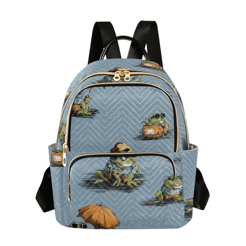 Mochila para laptop de 12.5 pulgadas casual mujer Funny Beach Frog trabajo viajes