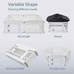 Pet Playpen Foldable Gate for Dogs Plastic Puppy Exercise Pen with Door Portable Indoor Outdoor Pets Fence Puppies Folding Cage 4 Panels House Supplies (6*Playpen White Roof with Cover) Pet Playpen Foldable Gate for Dogs Plastic Puppy Exercise Pen with Door Portable Indoor Outdoor Pets Fence Puppies Folding Cage 4 Panels House Supplies (6*Playpen White Roof with Cover)