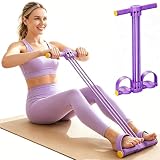 Widerstandsbänder mit Griff, Multifunktionales Fitness-Spannseil, 2026 Neu 6-Tubes Pedal Widerstandsband mit Fußpedalen für Bauchtraining, Fitnessbänder, Bauchtrainer für Zuhause für Yoga Fitnes(Lila)