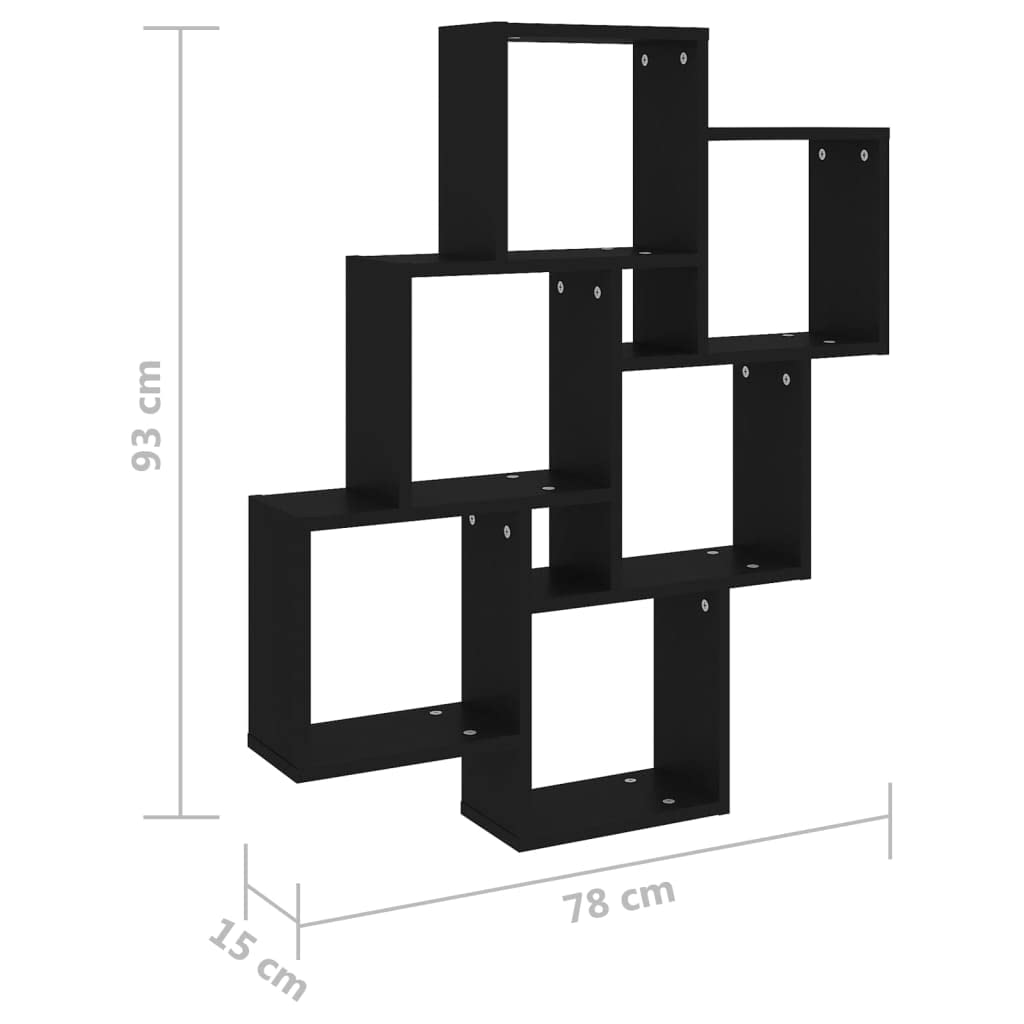 vidaXL Mensola da Parete a Cubo Nera 78x15x93 cm in Legno Multistrato