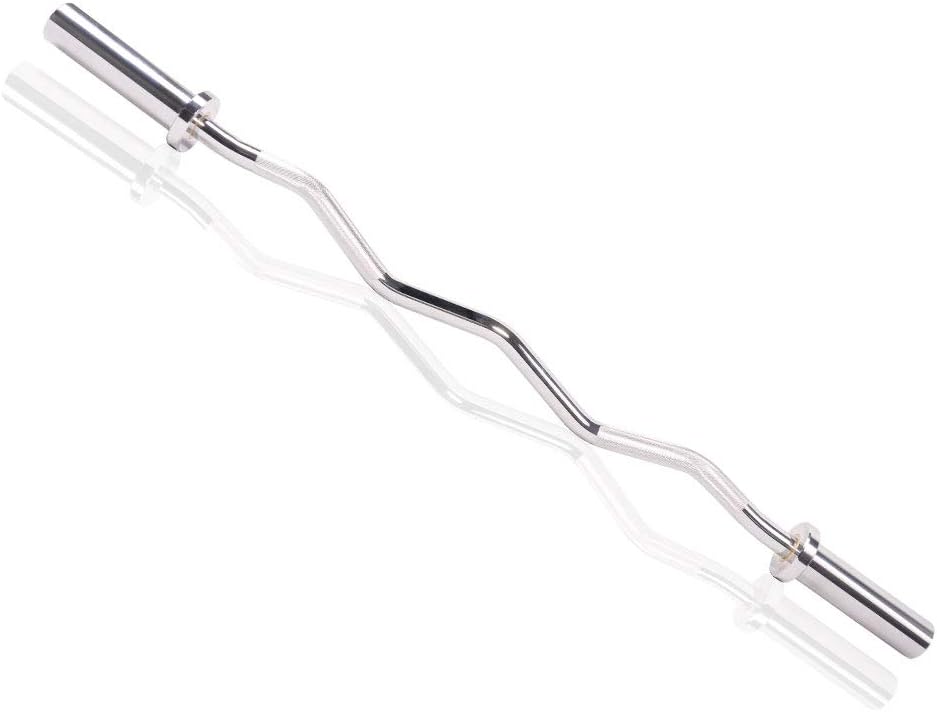 Curl Bar 300lb 47 Inch Super Olympic Lifting Bar Weighted Fitness Strength Training E-Z Barbell
