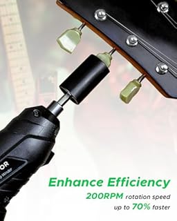 Starfavor Electric String Winder, 200RPM Automatic Guitar Winding Tuner for Stringed Instrument, Rechargeable Power Screwdriver with LED Light, Comes with Extra 10 Pcs Screwdriver Bits