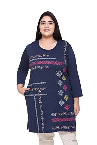 Image of In Love Women's Plus Size Printed Long Tops, Round Neck 3 /4 Sleeve Relaxed Fit Longline T-Shirt Tunic