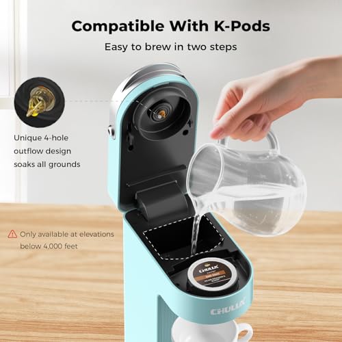 Image of CHULUX Slim Single Serve Coffee Maker, Lightweight Pod Coffee Machine, Cyan