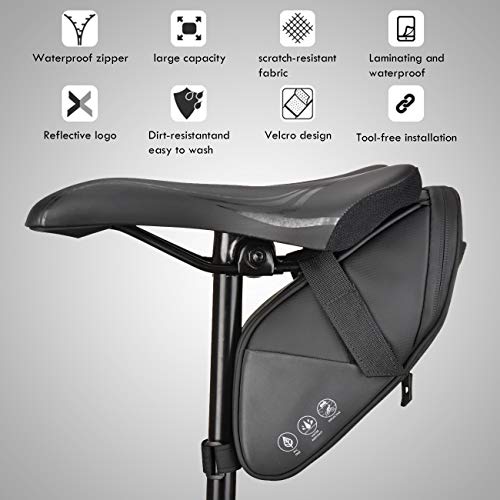 CCKOLE Fahrrad Satteltaschen fahrradsatteltasche mit reflektierender, Fahrradtasche Hecktasche Wasserdicht, Sitz Multifunktionale Tasche reißfeste, MTB Rennrad Tasche Oberrohrtasche
