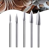 Wood Carving Tools, 5 PCS HSS Woodworking Tools for Rotary Tool, Engraving Drill Bit Set 1/8” Shank