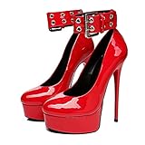  GIARO Possessed Premium High-Heels für Damen - Elegante Stöckelschuhe - Damenschuhe mit hohem Absatz - verführerische Schuhe - Pumps erhältlich in 4 Farben (Rot Glanz, Numeric_46)