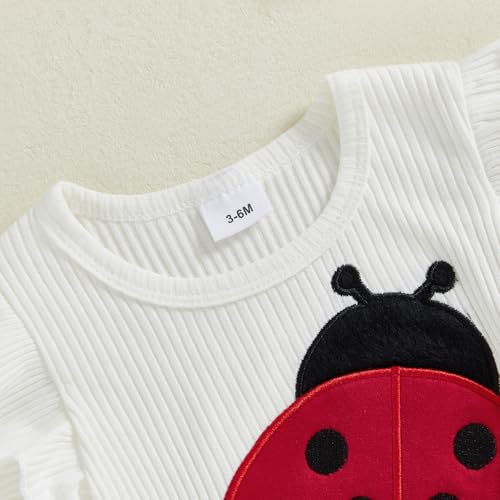 Tempura 3 6 9 12 18M Baby Girl Bee Ladybug Embroidery Round Neck Romper Top Shorts Headband 3Pcs Clothes Set2