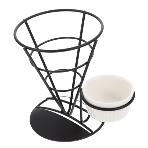 OKUMEYR Snack Serving Rack for French Fries Food Holder with Sauce Cup for Snacks Chips and Appetizers for Home Restaurants and Parties Design