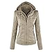 Produktbild Tookang Damen Vintage Mode Jacke Übergangsjacke Biker Lederjacke mit Kapuze Bomberjacke aus Leder Lässig Einbau Stil