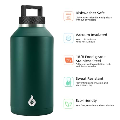 Image of BJPKPK 64oz Insulated Water Bottle, Stainless Steel Vacuum Jug with Handle