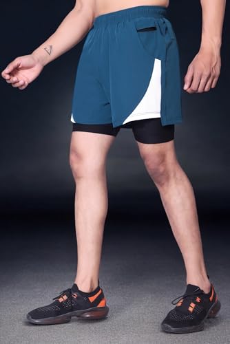 Image of RynoGear Men's 2 in 1 Quick Dry Shorts with Liner and Towel Loop Gym & Running Shorts for Men with Inner Phone Pocket