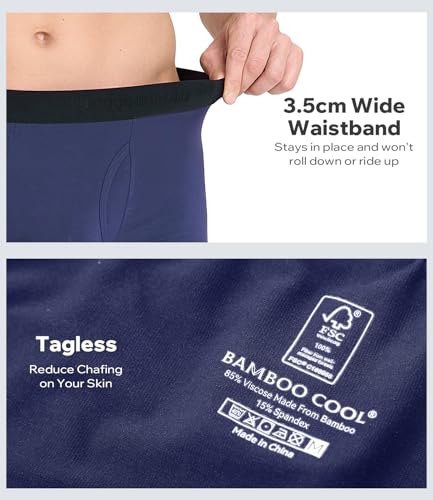 Men's Bamboo Underwear 4-Pack - Ultra Soft, Anti-Roll Waistband, Tagless Trunks2