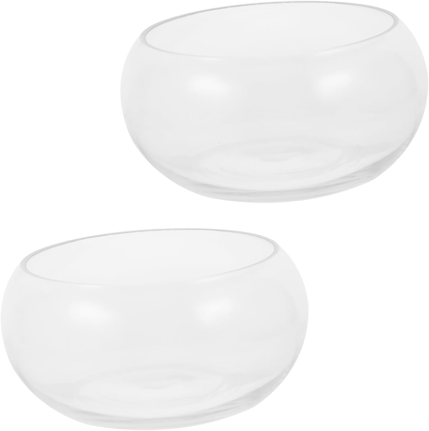 Amosfun 2pcs 20cm Round Glass Hydroponic Planter for Succulents and Aquatic Plants Simple Fish Bowl Base for Home and Office Decor