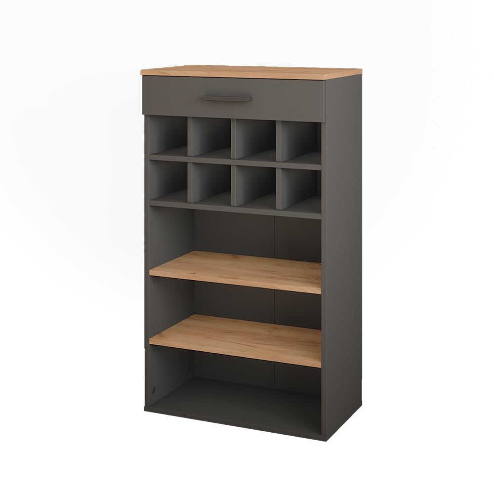 Vicco Portabottiglie Repose, Rovere dorato/antracite, 60 x 106 cm, adatto per la conservazione di bottiglie di vino e libri