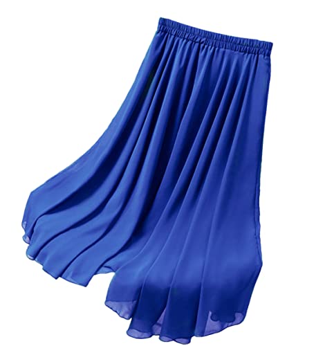 Jupe plissée femme grande taille 52 en mousseline bleue mode mi-saison