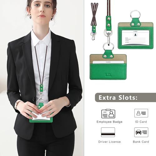 Porte-cartes d'identité en cuir vertical avec son cordon robuste à offrir - 5