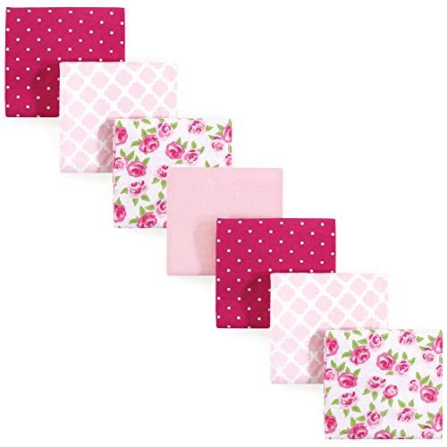 Image of Hudson Baby Unisex Baby Cotton Flannel Receiving Blankets Bundle, Rose, One Size
