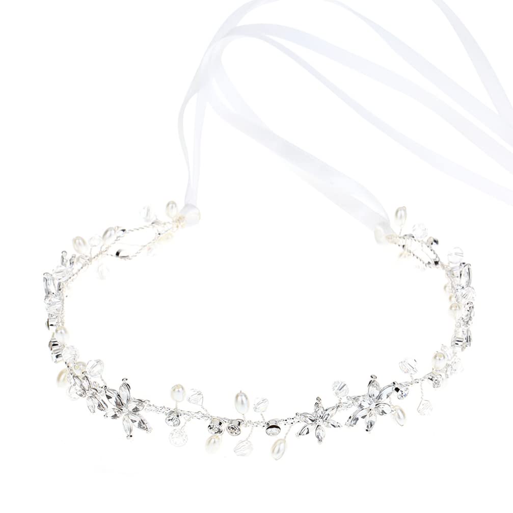 SOLUSTREWomens Crystal Bridal Belt Wedding Belt Rhinestone Crystal Pearl Belts Wedding Dress Belt Crystal Leaf Bridesmaid Sash for Bride Wedding Dress Accessory, Golden