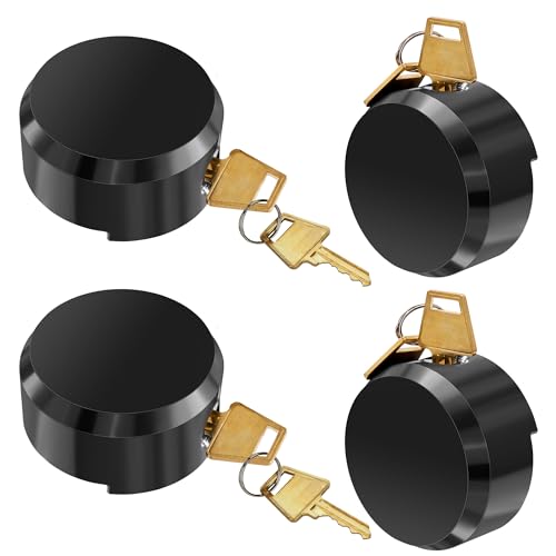 Image of Heavy Duty Hidden Shackle Lock, Hidden Shackle Padlocks Keyed Alike Trailer Puck Padlocks with Enlarged Lock for Vans, 4 Pieces Black