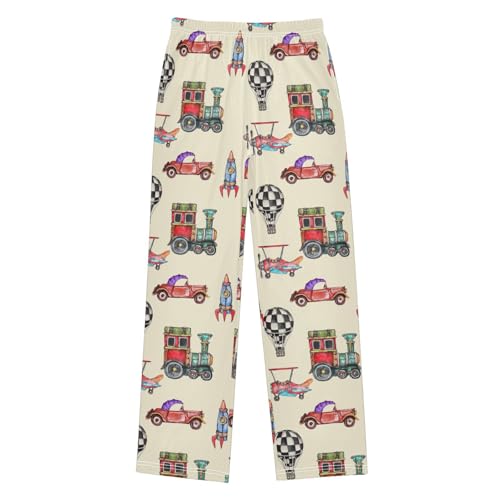 ZZXXB Air Balloon Rocket Boys Long Pants Soft Trousers Elastic Waist Kids Lounge Bottoms with Pockets S-XL