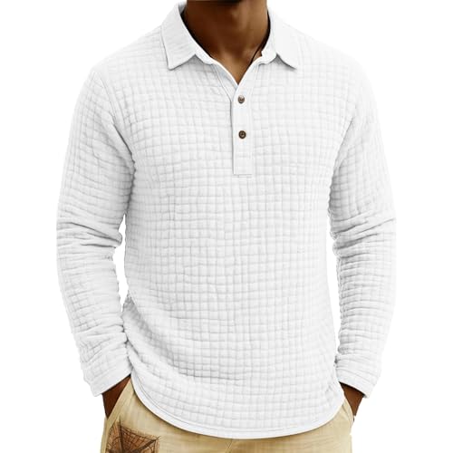 T-shirt manches longues col montant matelassé homme en coton mélangé premium texturé haut de gamme
