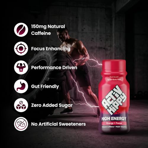 Image of ActivHippy High Energy Drink Shots | With 150 mg Natural Caffeine | No Added Sugar | Cola Twist Flavour| Pack of 6 x 60 ml