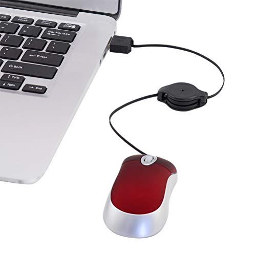 Mini souris optique rétractable rouge cadeau idéal enfants de 3 à 7 ans