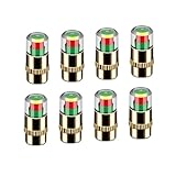 Tire Pressure Monitoring Valve, 2.4 Bar 36PSI Pressure Monitor Tire Valve Stem Caps with 3-Color Eye Alert, Copper Core Pressure Sensors Visual Alert for Cars, Motorcycles, Bicycles. (4, Golden)