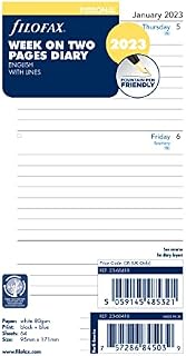 Filofax Refill, Personal/Compact Size, Week-to-View, White Paper, Ruled, English, 2023 (C68418-23) (68418-2018)