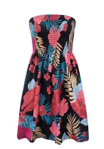 Image of Zyyfly Summer Strapless Dress for Women Tube Top Sundress Casual Beach Cover Ups