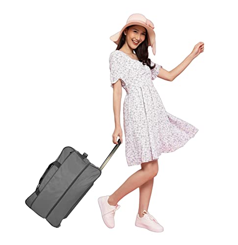 X Factor Rolling Duffel Bag Gray Large 28 Inch with Multi-Pockets, Travel Duffle Bag with Rolling Wheels Drop Bottom Heavy-Duty Luggage, Upright Lightweight Travel Gear Collapsible Telescoping Handle4