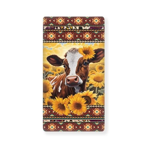 Image of Sunflower Cow Fitted Crib Sheet for Baby Girls Boys Bed Sheet Set Southwest Aztec Toddler Mattress Sheets for Standard Crib 28 inch x 52 inch Nursery Bedding Sets