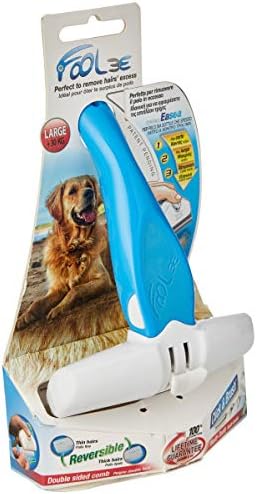 Eazee by Foolee Dog DeShedding Brush | Patented Dog Brush with NO Sharp Blades | Compatible with All Hair and Fur Types (Large, Blue)