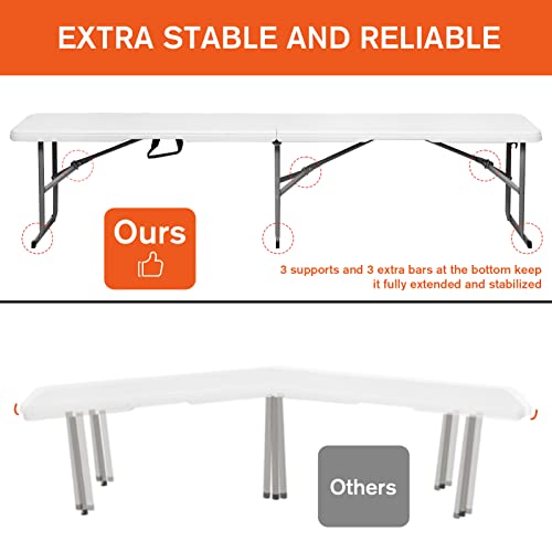 Byliable Folding Bench 6 Foot, Plastic Folding Bench Seat Portable Foldable Bench Seating Picnic Party Camping Dining Seat, White Garden Multipurpose Entertaining Activities #TOP5