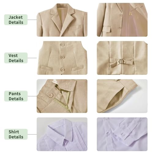 Boys Suit for Kids 6 Pieces Formal Dresswear Set Teen Boys Tuxedo Suits for Wedding Graduation - Image 4