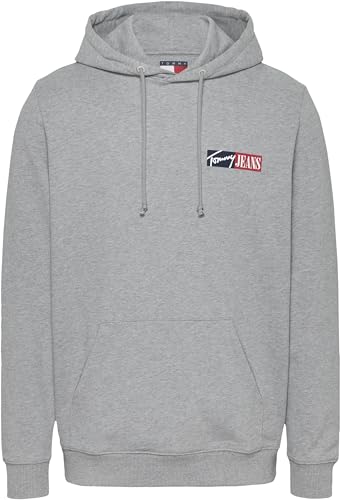 Tommy Jeans Herren Hoodie Entry Graphic mit Kapuze, Grau (Grey Htr), XXL – Ansicht 5