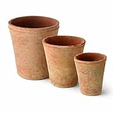 ReWu Terracotta Blumentopf 3er Set, gealterte...