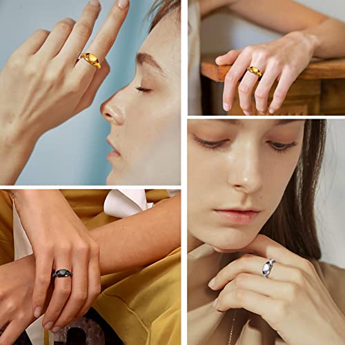 Image of Memorial Keepsake Urn Rings for Ashes Hair for Women Men, Claddagh Heart Ring, Rose Ring, Cremation Jewelry, Black /18K Gold Plated Stainless Steel, Size 6-11, Come with Box