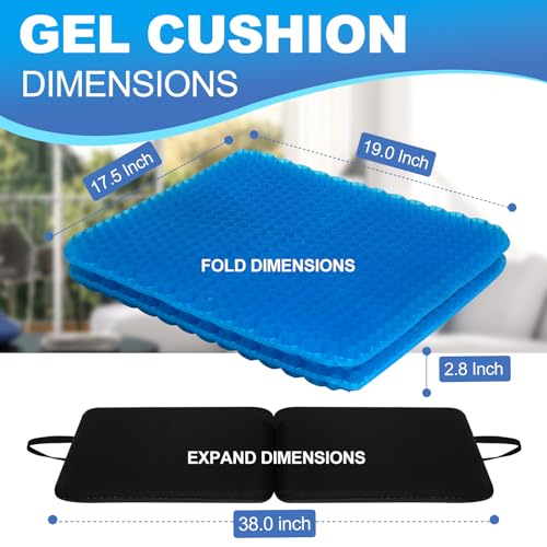 Gel Seat Cushion for Long Sitting-Two Sizes Gel Cushion(Thick＆Large)19"x17.5"x2.8"/38"x17.5"x1.4"(Fold/Expand), Pressure Relief Cushion for Office Chair, Egg Cushions for Wheelchair, Gel Pad for Car by LYUANEC - Image 2