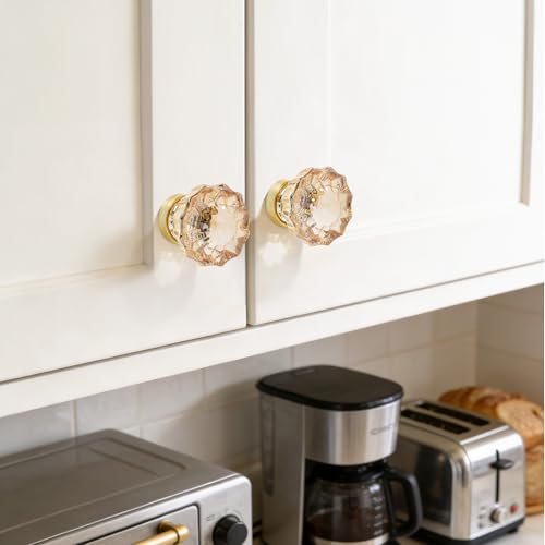 Image of 16 Pack Champagne Gold Crystal Cabinet Knobs for Drawer,1.5 inch