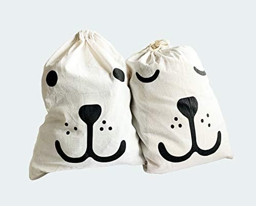 Pack of 2 Large Laundry Bags with String Ziplock (60 x 45cm) - Dual Washable Heavy Duty Drawstring Cotton Bags in Natural Colour - Foldable Potato Sack Storage Bags for Toys Clothes Travel Wash