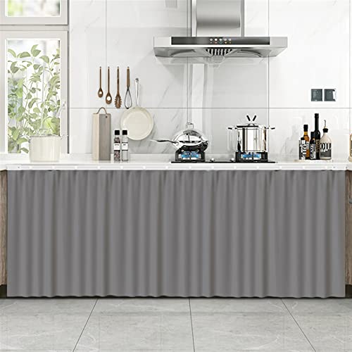 Liveinu Cabinet Curtains for Kitchen Waredore Bathroom Dust Proof Curtain for Shelves Wall Panel Hanging Doorway Noren Hook & Loop Install 15.6