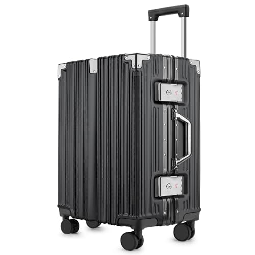 Image of Zipperless Luggage 20 Inch, Airline Approved Carry-On Luggage 22x14x9, 9H Scratch-Proof PC Hardshell, Aluminum Frame, 360 Spinner Wheels, Black