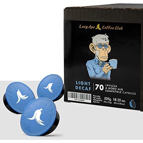 Lazy Ape Coffee Club - 70 Capsules Compatible with Lavazza A Modo Mio Machines | LIGHT DECAF Cover